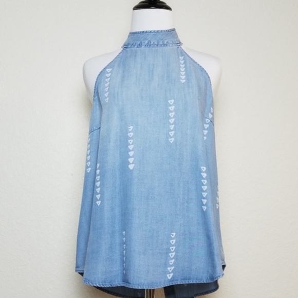 Anthropologie Tops - Cloth & Stone Halter Swing Top Chambray